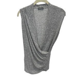 Market & Spruce Gray Heather Sleeveless‎ Faux Wrap Blouse No Size Tag